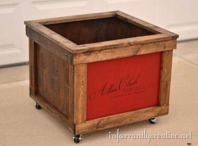 Wheeled Wooden Toy Crate