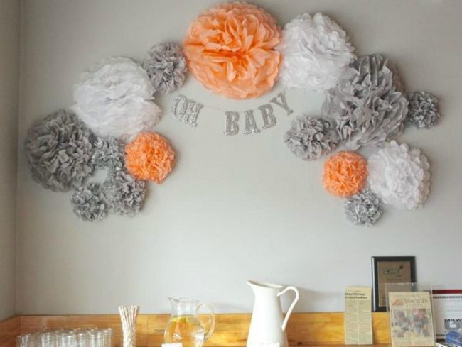 Orange Paper Flowers Baby Shower