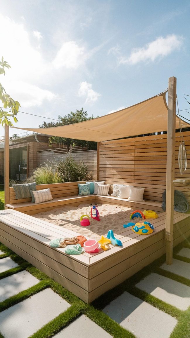 Maple Sandbox with Shade Canopy