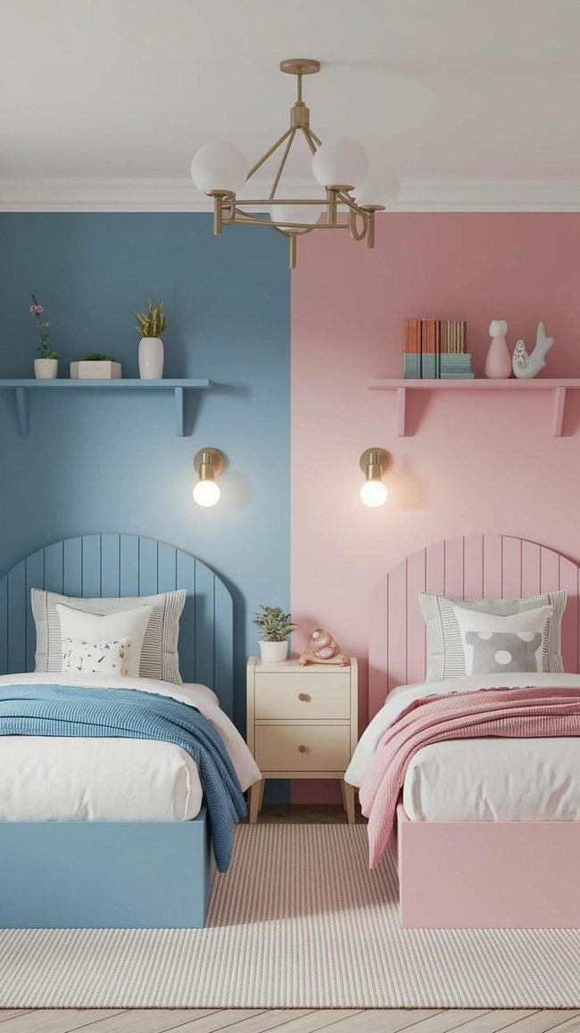 Pink And Blue Sibling Bedroom Balance