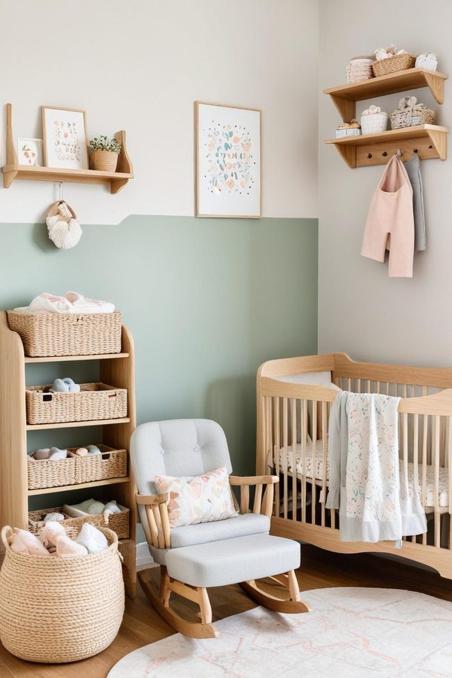 Wall-Mounted Shelves, Organized Nursery
