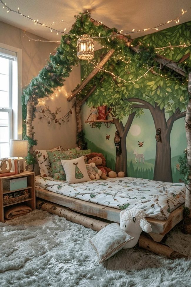 Green Canopy Bedroom Sanctuary