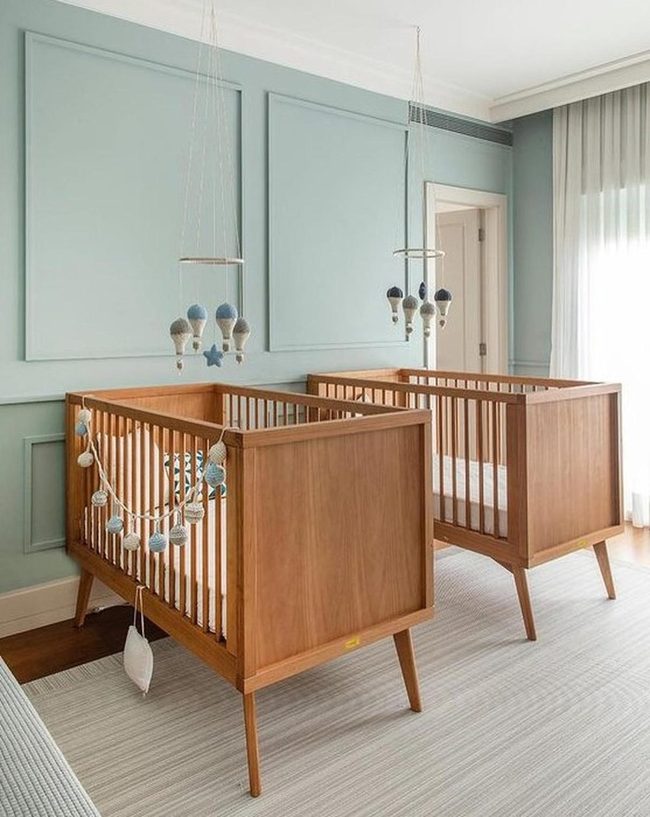 Wooden Cribs, Soft Blue Nursery