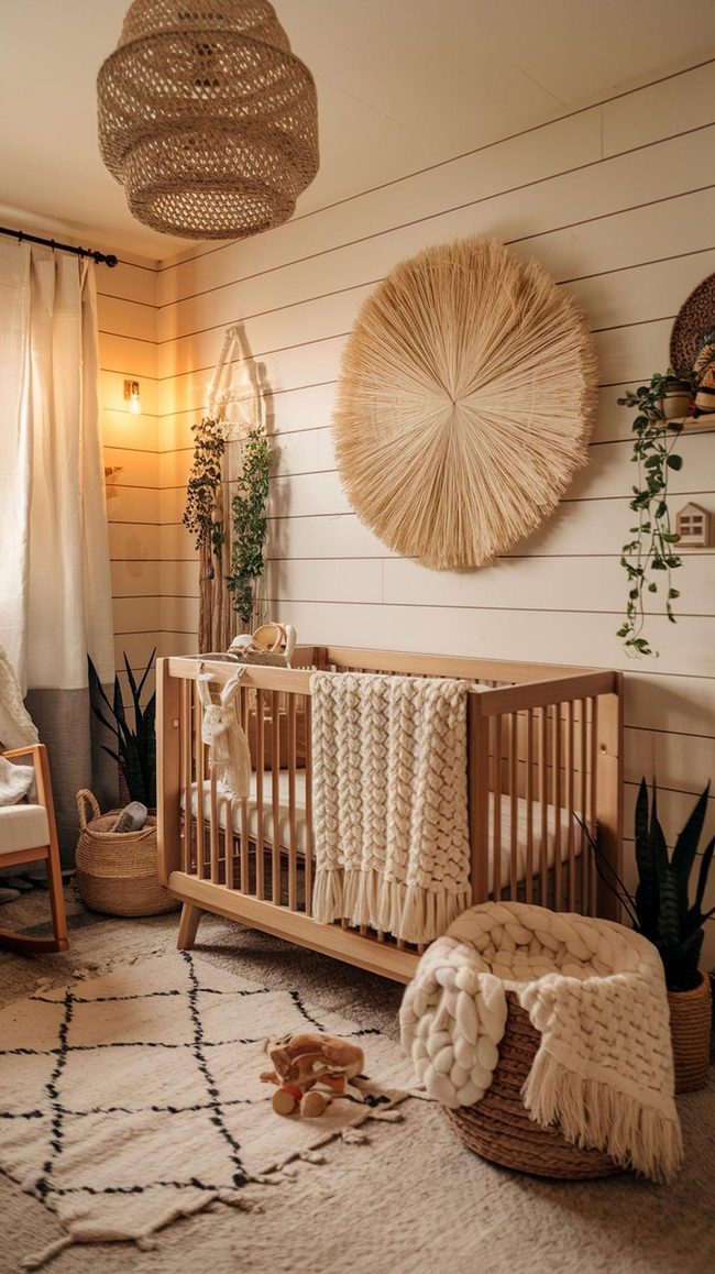 Raw Wood Nursery With Natural Materials
