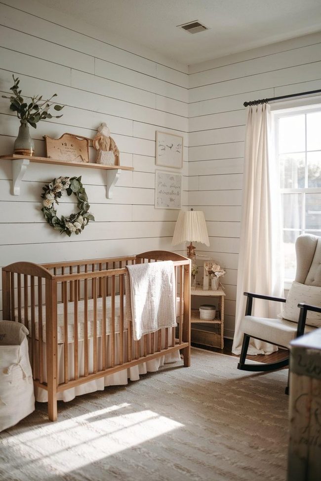 White Shiplap Farmhouse Nursery