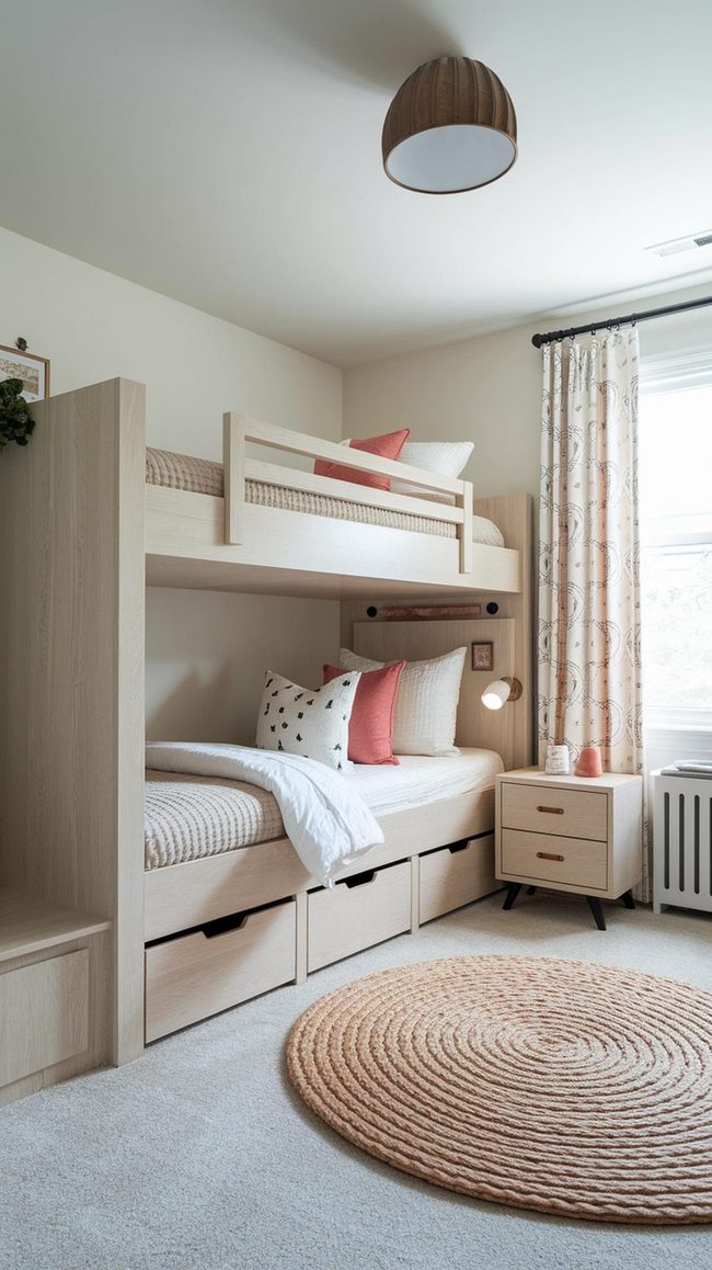 Vertical Twin Beds Save Floor Space