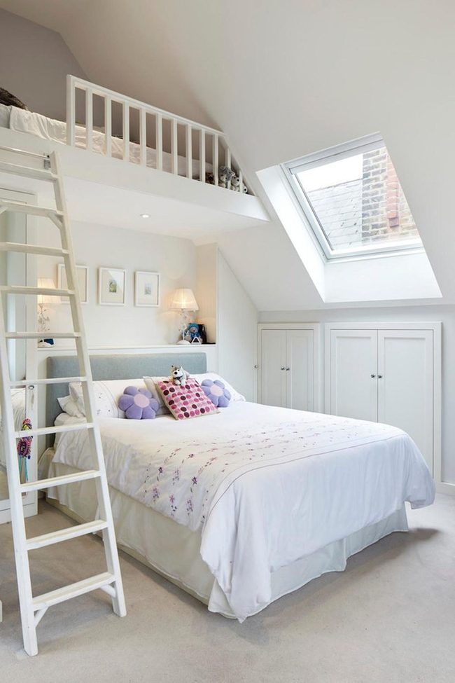 White Loft Bed, Floral Sanctuary