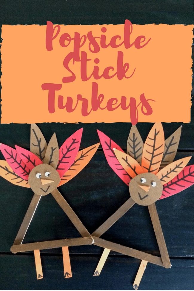 Colorful Popsicle Stick Turkeys