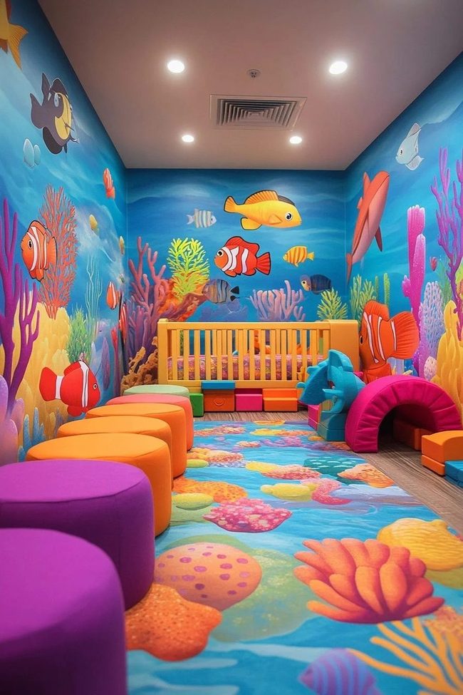 Bright Aquatic Murals Kids Room