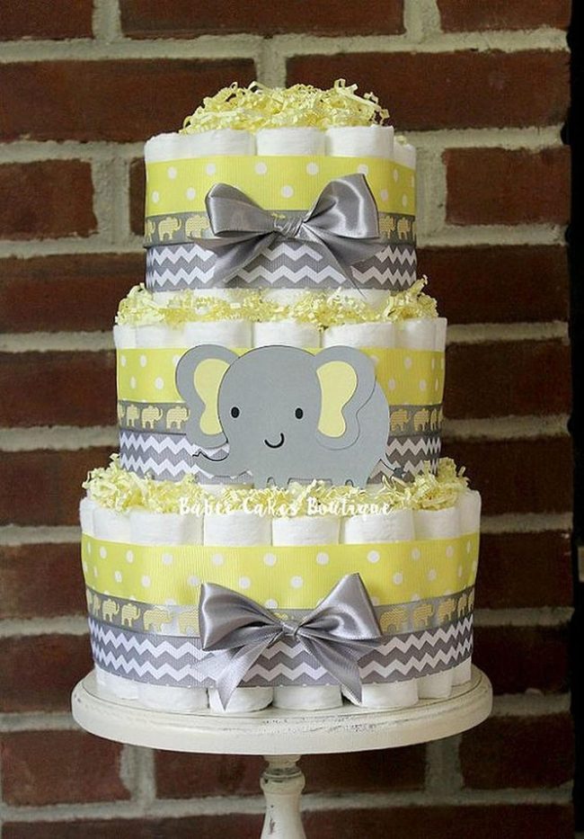 Yellow Polka Dot Elephant Cake