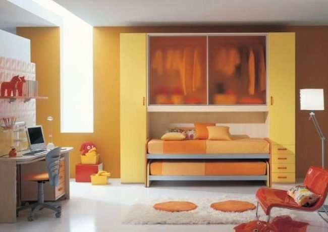 Sunny Yellow Workspace With Hidden Bed