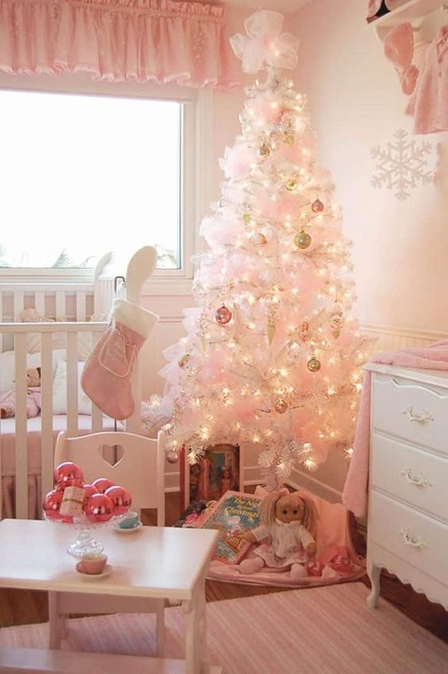 Pink-Lit Christmas Tree Nursery