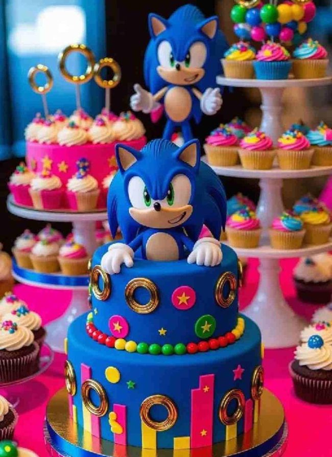 Blue And Gold Sonic Cake Spectacle