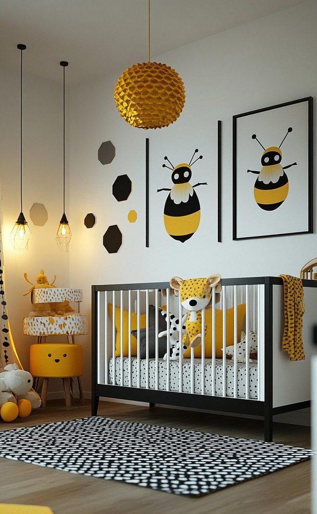 Yellow Bees Graphic Nursery