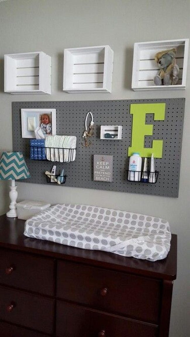 Gray Walls, Blue Chevron Storage