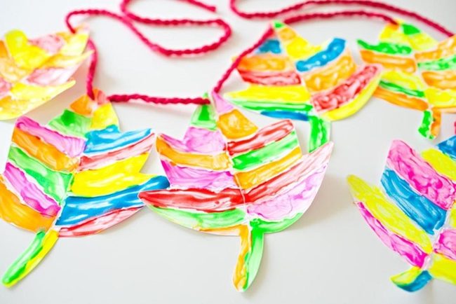 Striped Paper Leaves Rainbow
