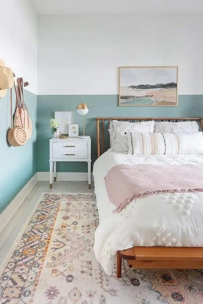 Teal Walls, Patterned Rug Sanctuary