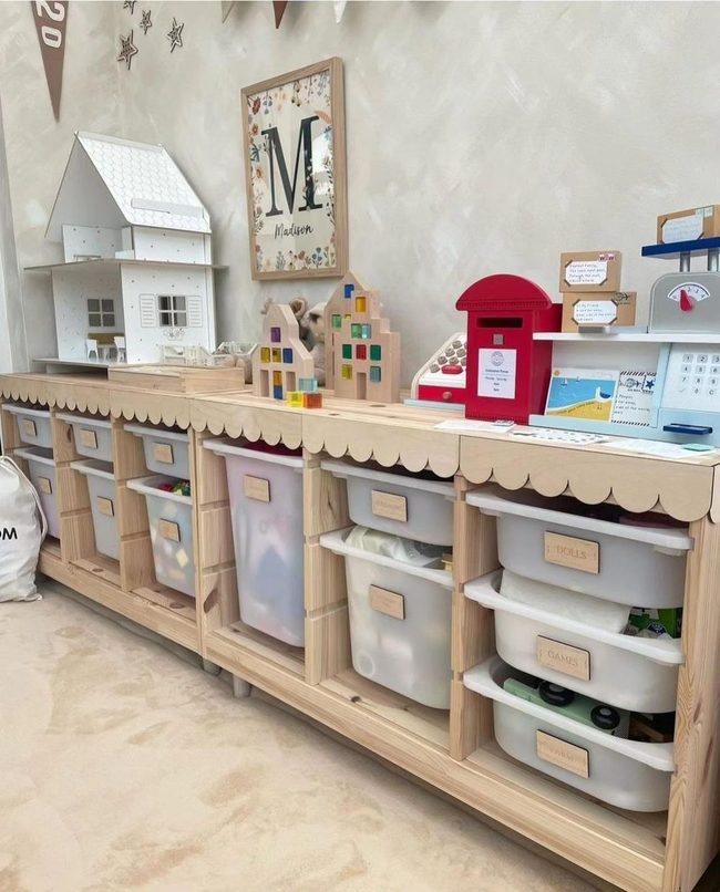Pastel Playroom With Wooden Storage