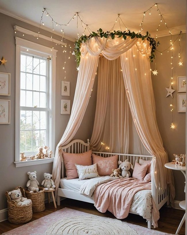 Fairy Lights Fabric Canopy