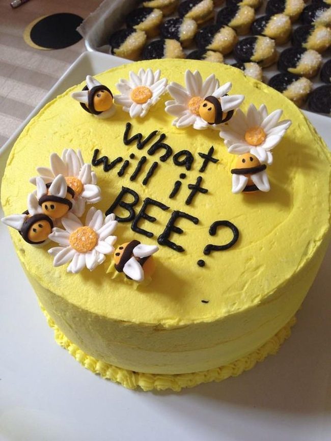 Yellow Fondant Bees Baby Reveal