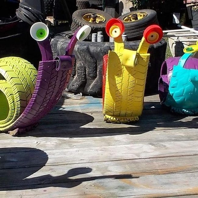 Recycled Tire Garden Snails