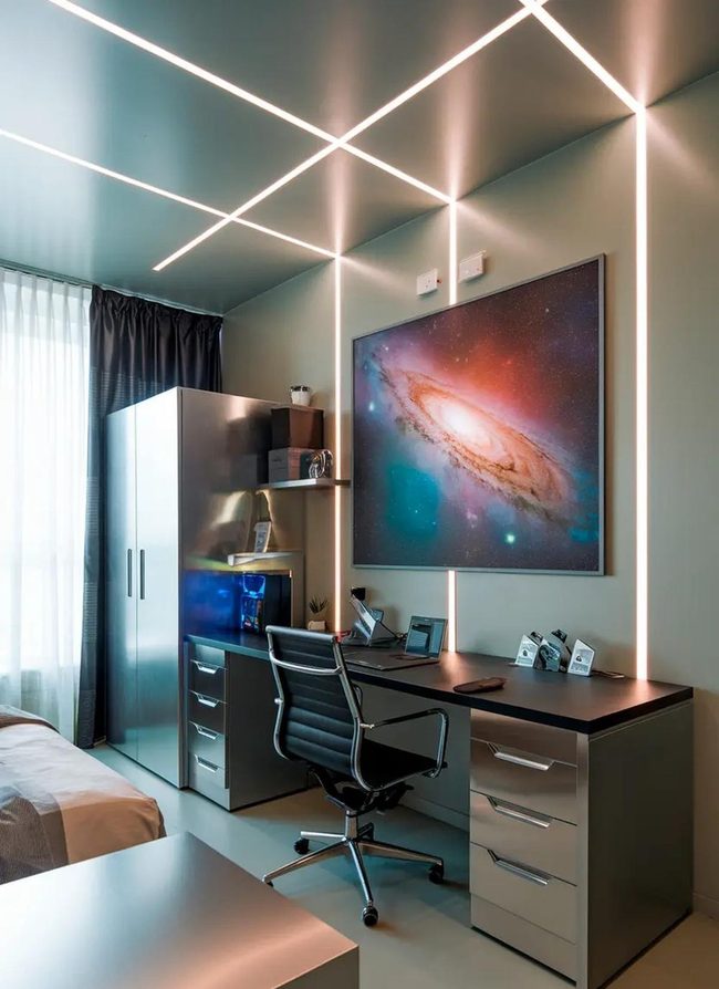 Chrome and LED Sci-Fi Bedroom