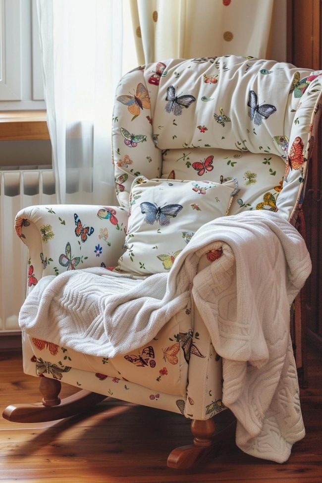 Butterfly Patterned Nursery Rocker