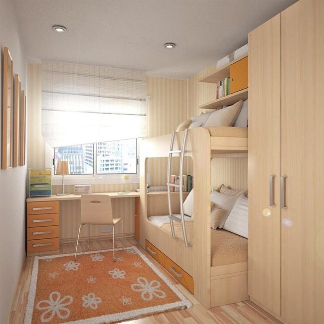 Wooden Bunks Orange Florals