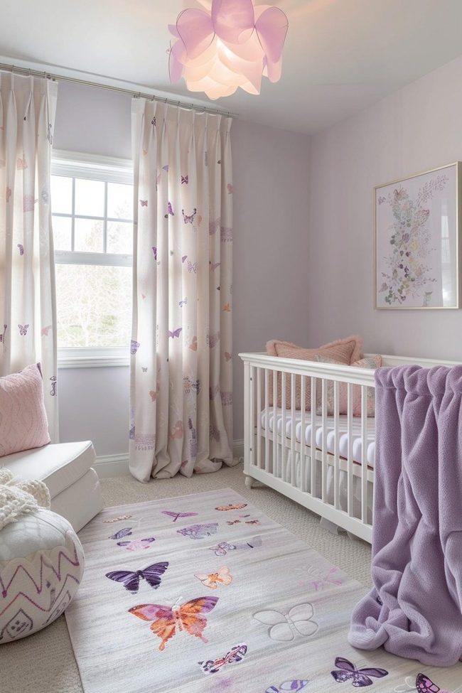 Lilac Butterfly Nursery Diffused Pastels