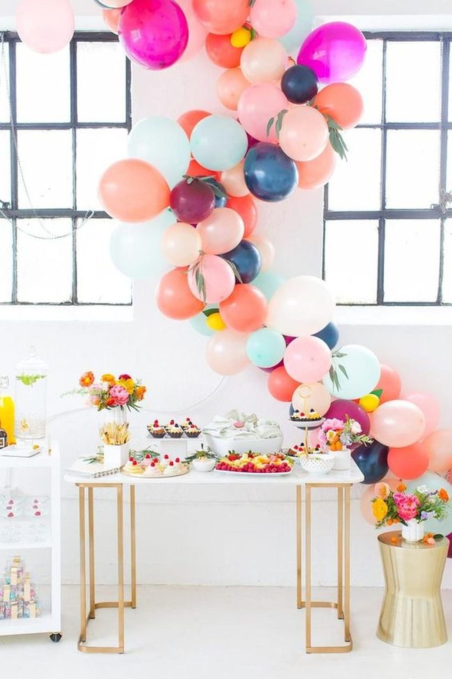 Pastel Balloons Gold Accents