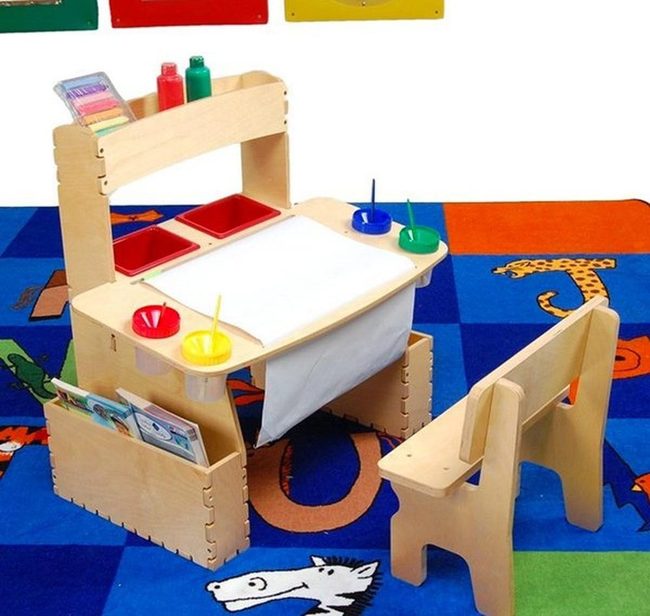 Wooden Art Table With Storage