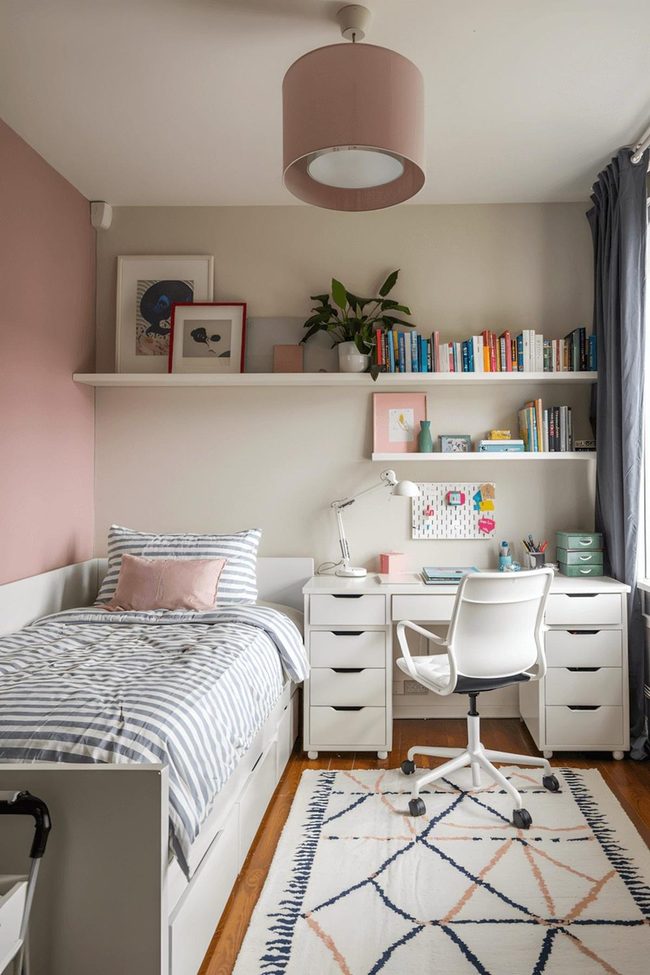 White Loft Bed With Integrated Study Zone