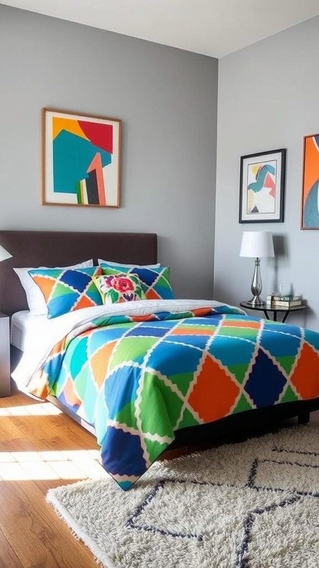 Electric Blue Geometric Bedding