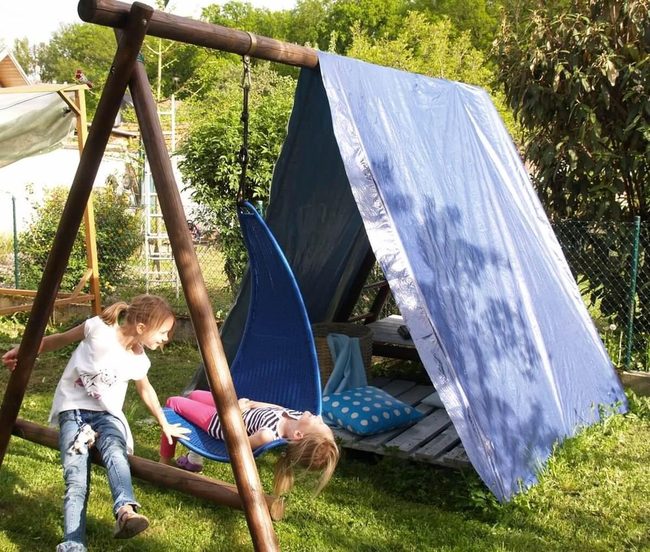 Blue Canopy Swing Set