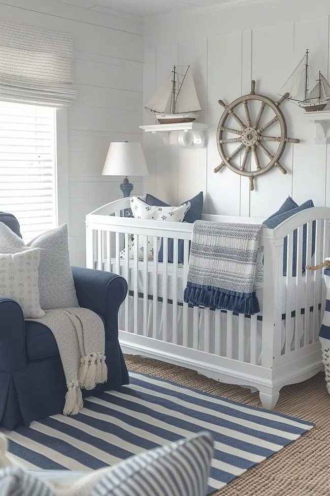 Navy Anchors Modern Nursery