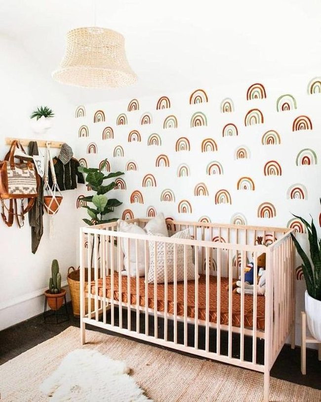 Wooden Crib, Terracotta, Green Plants