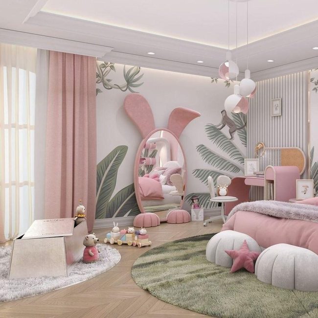 Tropical Leaves Meet Soft Pink
