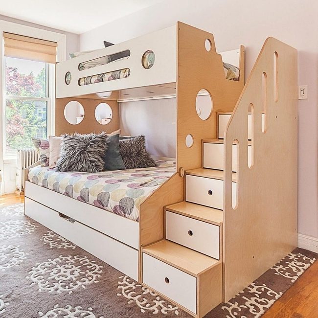 Circular Cutout Staircase Storage