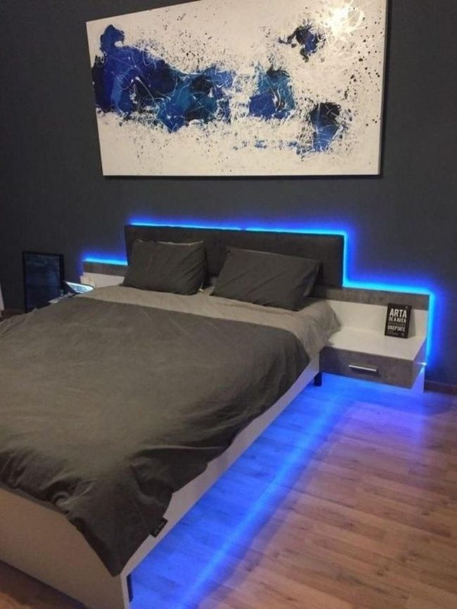 Blue Led Glow Modern Bedroom