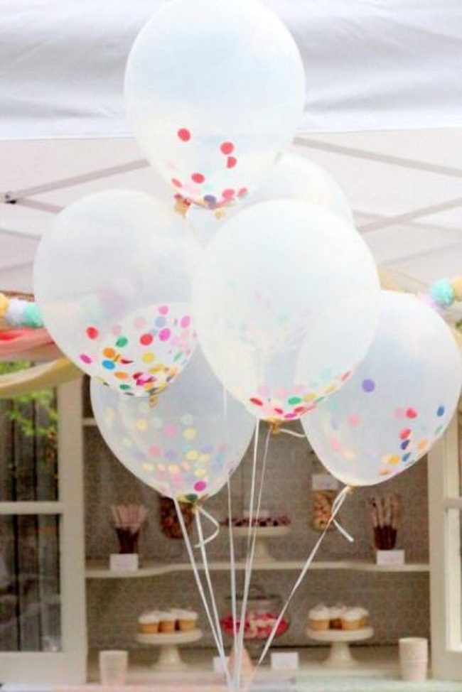 Confetti Balloons, White Pastels, Celebration