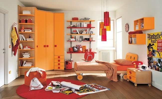 Orange Furniture With Red Rug Impact