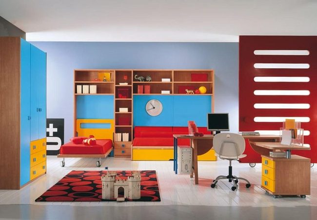 Red Cutout Panel Kids Room