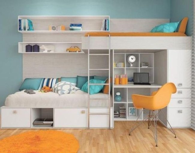 Blue Orange Loft Bedroom