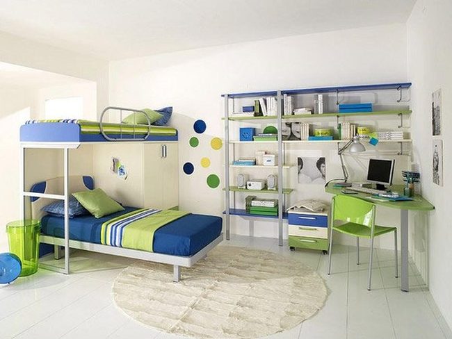 Loft Bed with Polka Dot Walls