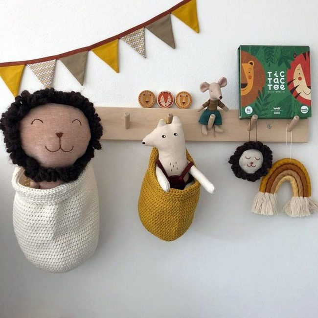 Wooden Peg Rail Crochet Storage