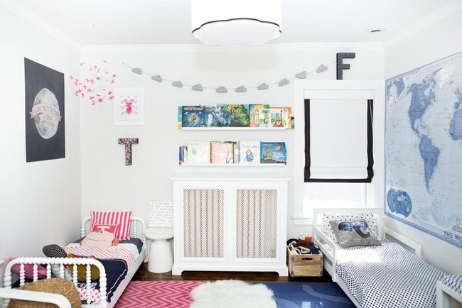 Pink Zigzag Blue Floor Kids Room