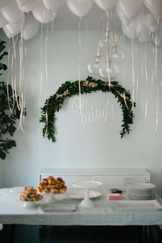 White Balloon Baby Shower