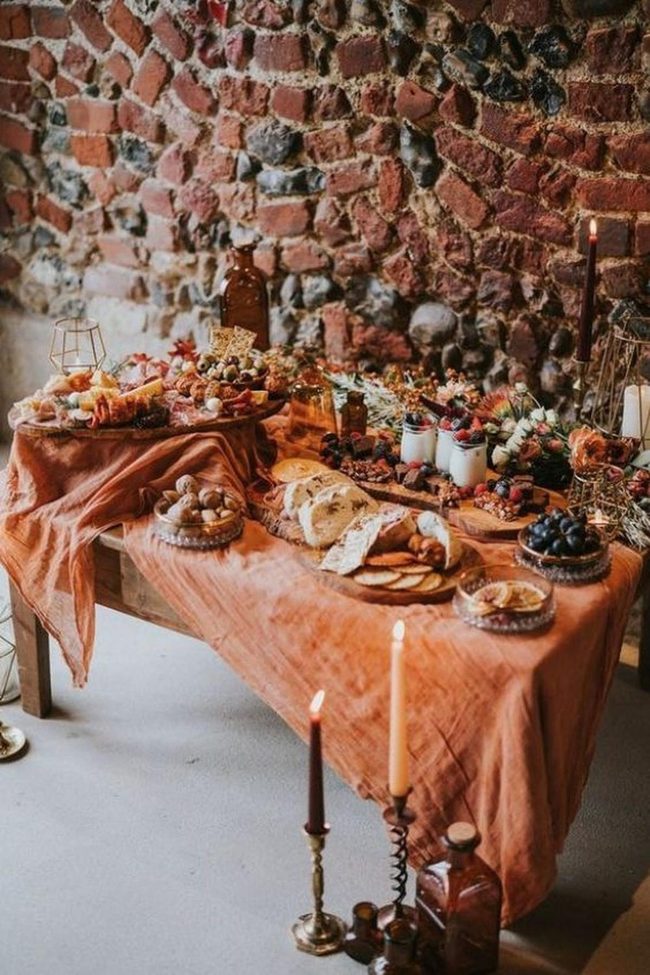 Brick And Candlelit Harvest Table