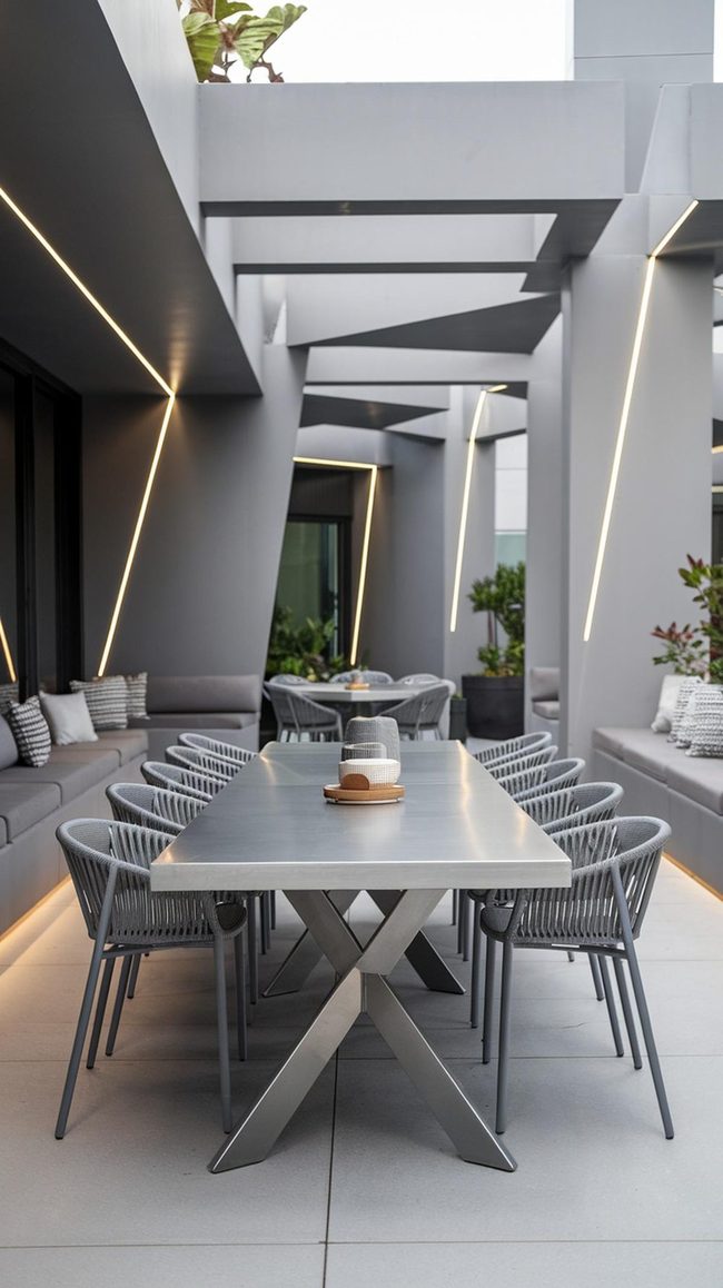 Concrete And Glass Dining Design