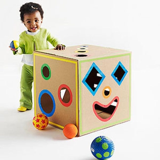 Cardboard Cube Rainbow Cutouts
